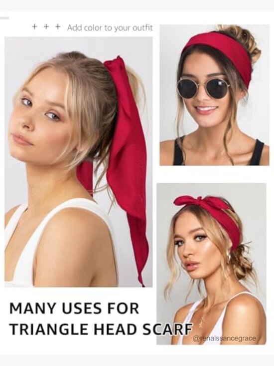 Triangle Head Scarf Hair Bandana, Adjustable Tie-Back Headband for Women main image 7